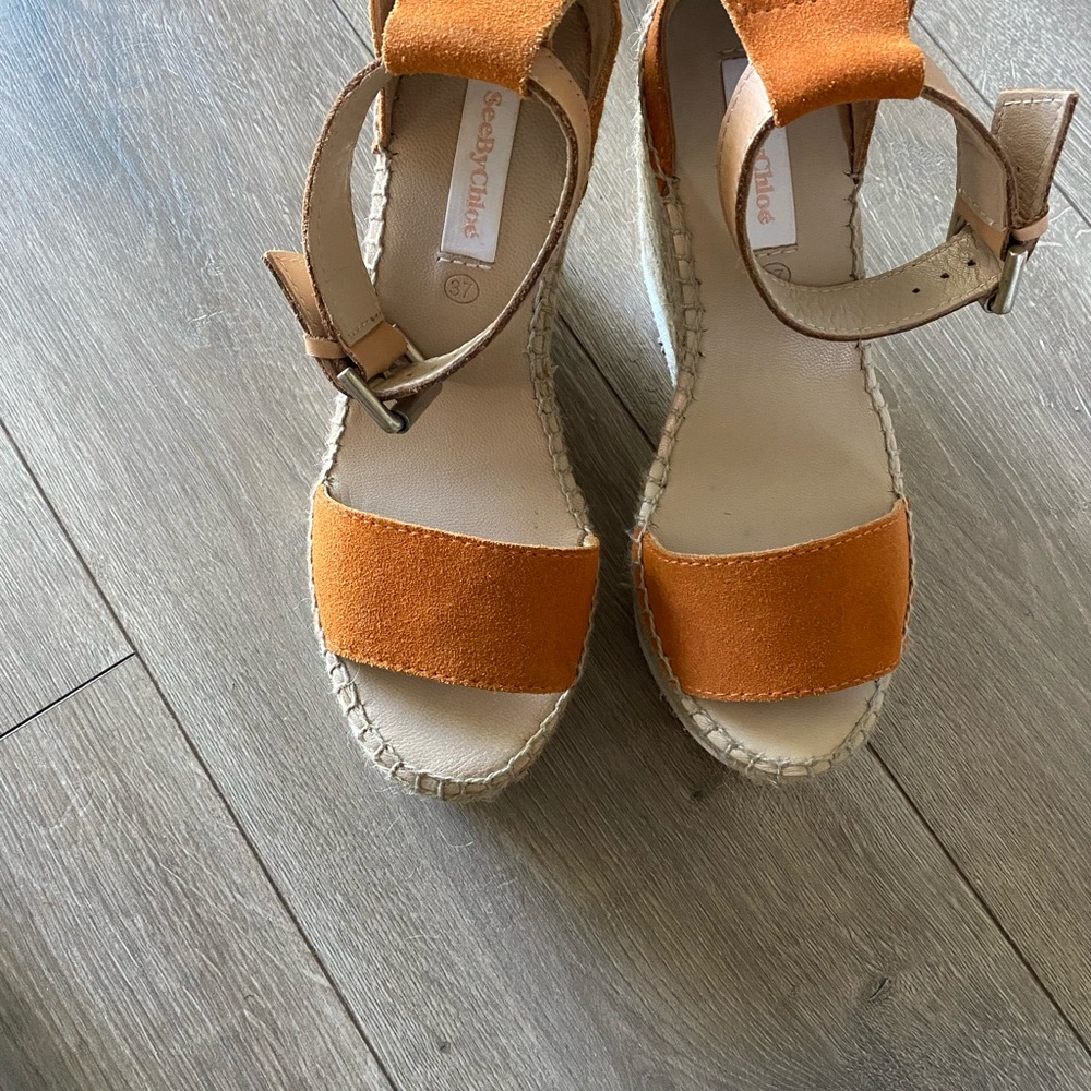 PRICE ⬇️ 
See by Chloe - Glyn Orange suede Espadrille Wedge - size 37 / 6.5 - Picture 10 of 10